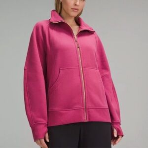 Lululemon Full Zip Funnel Neck Scuba Washed Mauve / Gold M/L Oversized